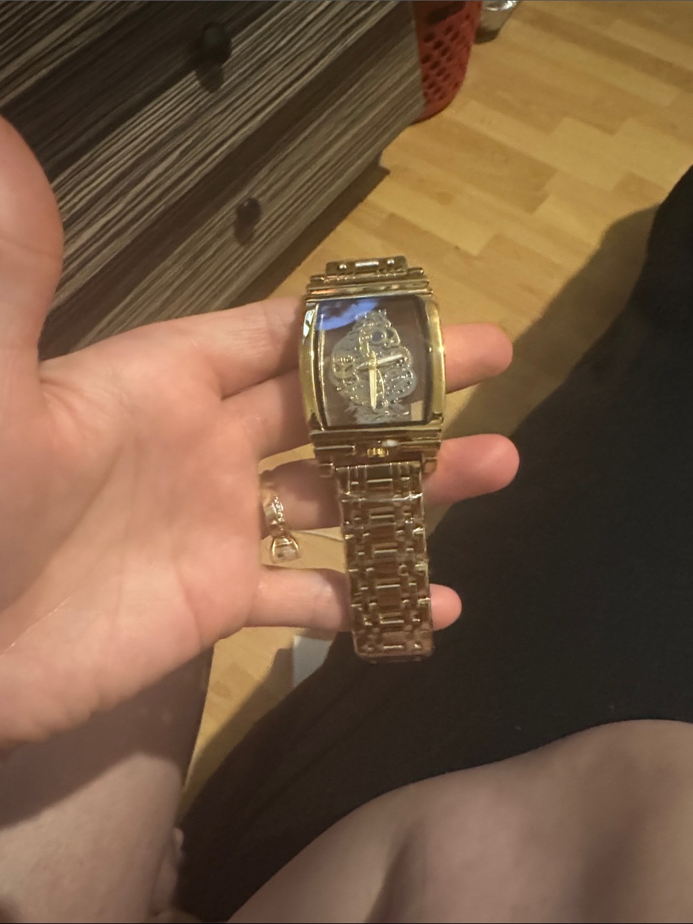 Gold-Tone Men's Bracelet Watch with Cross Accent stainless steel